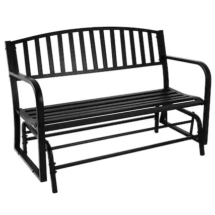 Front. Sunnydaze - 2-Person Steel Outdoor Glider Garden Bench - Black.