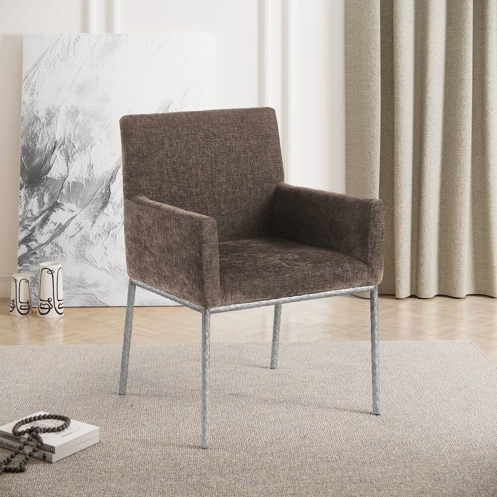 Alt View 1. Meridian Furniture - Reeves Brown Chenille Fabric Dining Chair, Set of 2 - Brown.