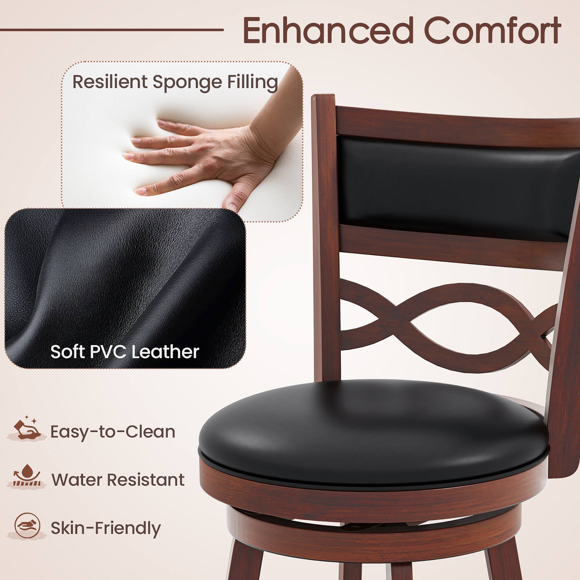 Enhanced Comfort, Resilient Sponge Filling, Soft PVC Leather, Easy-to-Clean, Water Resistant, Skin-Friendly