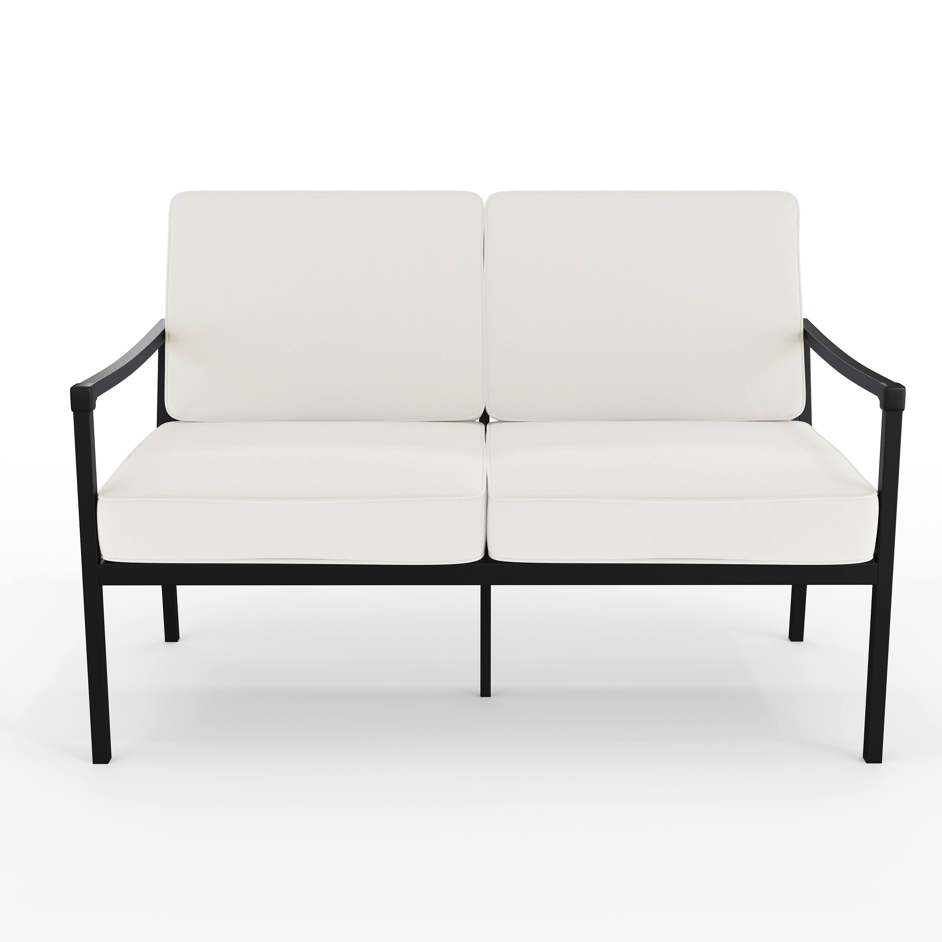 Alt View 10. Martha Stewart - Lily Pond All-Weather Steel Frame Patio Loveseat with Cushions - Cream Cushions/Black Frame.