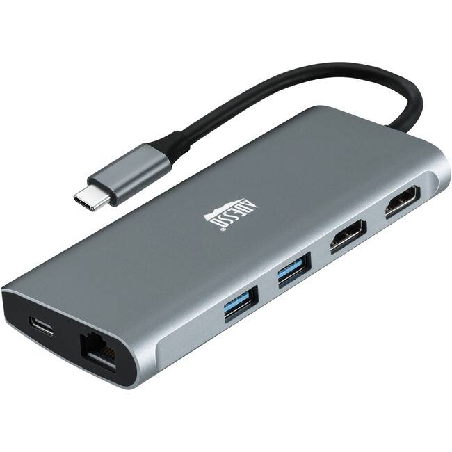 Front. Adesso - Adesso 9-in-1 USB-C Multi-Port Docking Station (TAA Compliant) - Expand your laptop's connection port with this USB - Gray/Black.