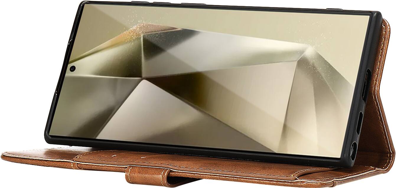 Alt View 15. SaharaCase - Genuine Leather Folio Wallet Case for Samsung Galaxy S24 Ultra - Brown.