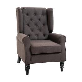 SlickBlue - Elegant Wingback Accent Chair – Upholstered Chair for Home, Office, or Study - Dark Brown