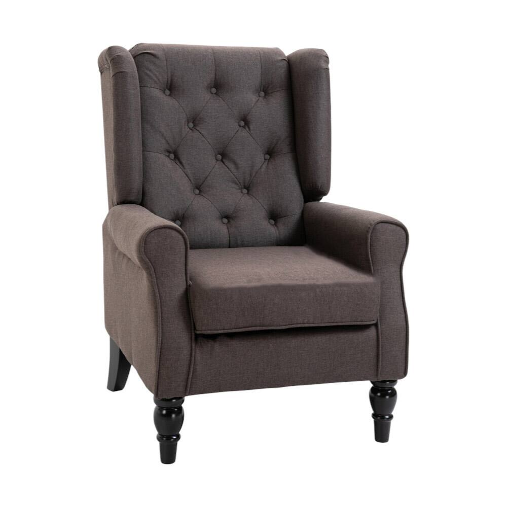 Front. SlickBlue - Elegant Wingback Accent Chair – Upholstered Chair for Home, Office, or Study - Dark Brown.