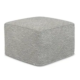 Simpli Home - Chantal 24 inch Wide Contemporary Pouf in Light Grey Boucle Fabric - Light Gray