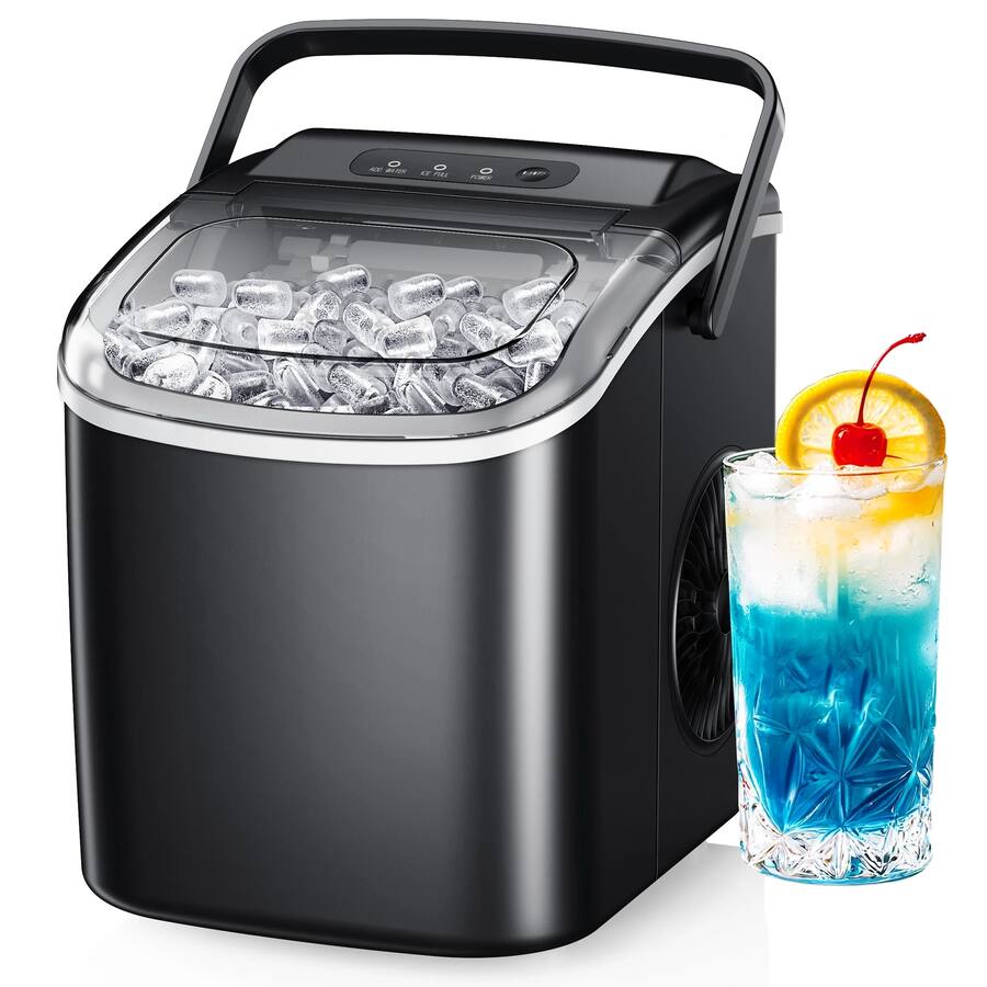 Auto Clean Function SIMZLIFE 26 lbs/24H Countertop Ice Maker 9 Bullet Shaped Ice in 6 ...