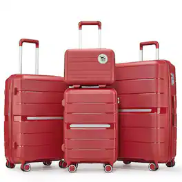 BreeBe - Luggage Sets 4 Piece(14/20/24/28) PP Lightweight & Durable Expandable suitcase - Wine Red