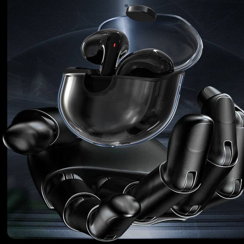 Alt View 6. SKRAN - Clear Top Bluetooth Earphone With Charger - TWS Wireless Earbuds with Transparent Lid Charging Case, HiFi Stereo Sound - Black.