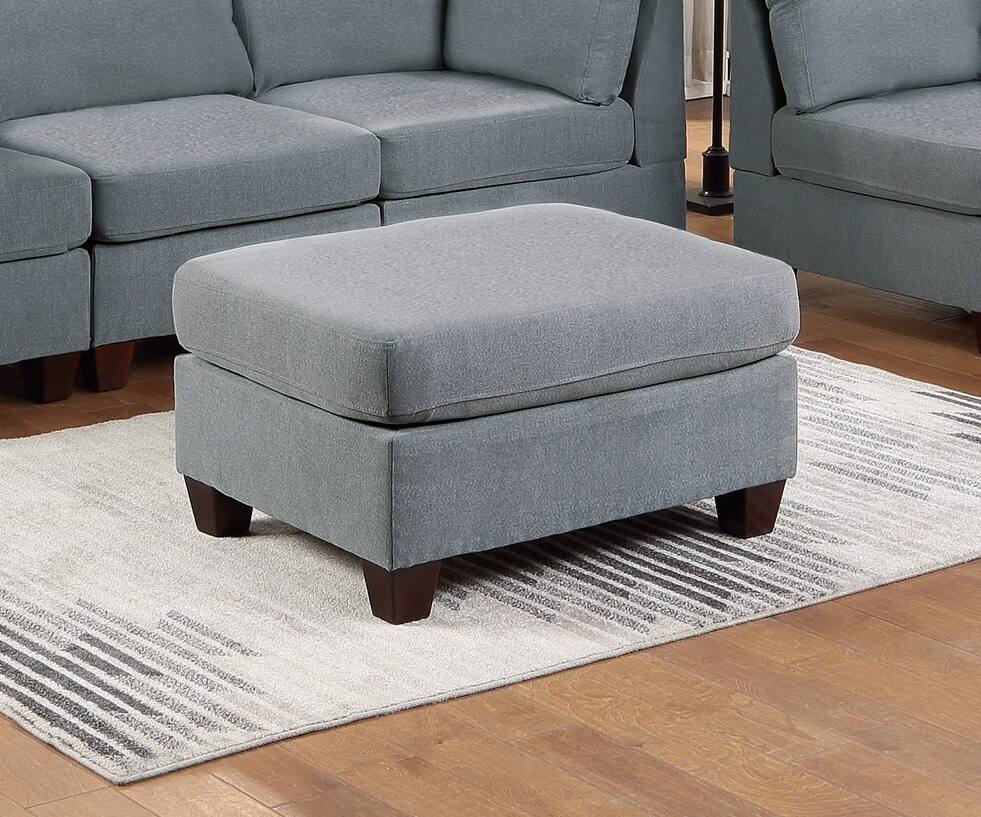 Alt View 2. APRILSOUL - Living Room Furniture Cocktail Ottoman Grey Linen Fabric 1pc Plush Wooden Legs - Grey.