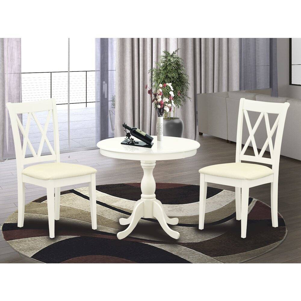 Alt View 8. East West Furniture - East West Furniture 3 Piece Dinning Room Table Set Contains 1 Wood Table and 2 Linen White Dining Room Chairs with - Multi-Color.