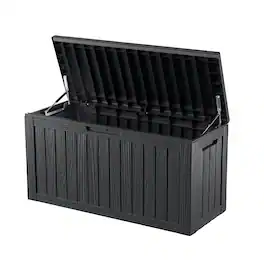 Mondawe - 80 Gallons Resin Lockable Waterproof Outdoor Deck Box - Black