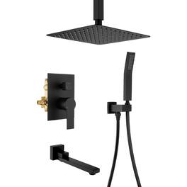 Boyel Living - Matte 10-Inch Rain Shower System Brass SUS304 3-Function Valve Handheld 180° Spout cUPC - Black