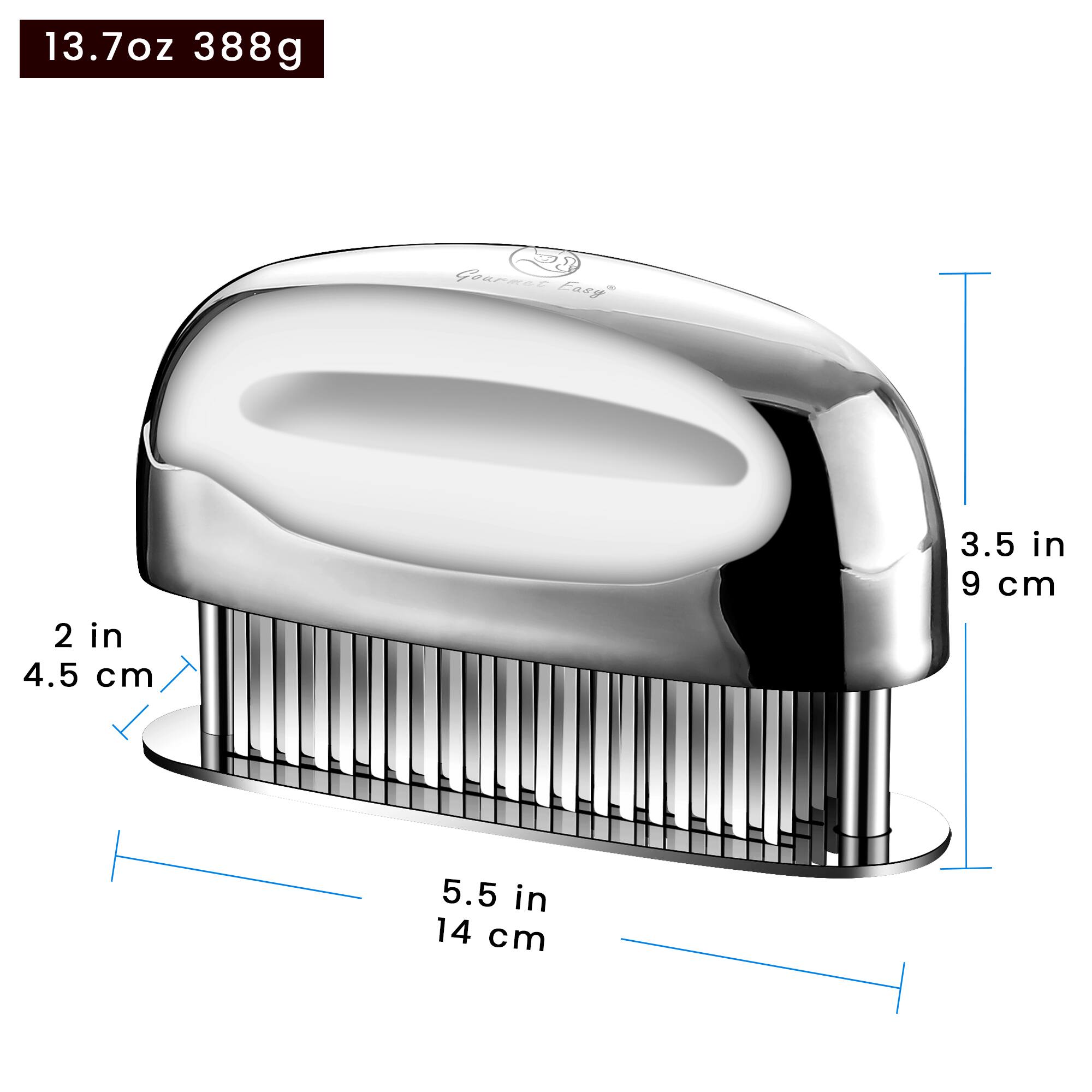 13.7 oz 388g

2 in 4.5 cm

3.5 in 9 cm

5.5 in 14 cm