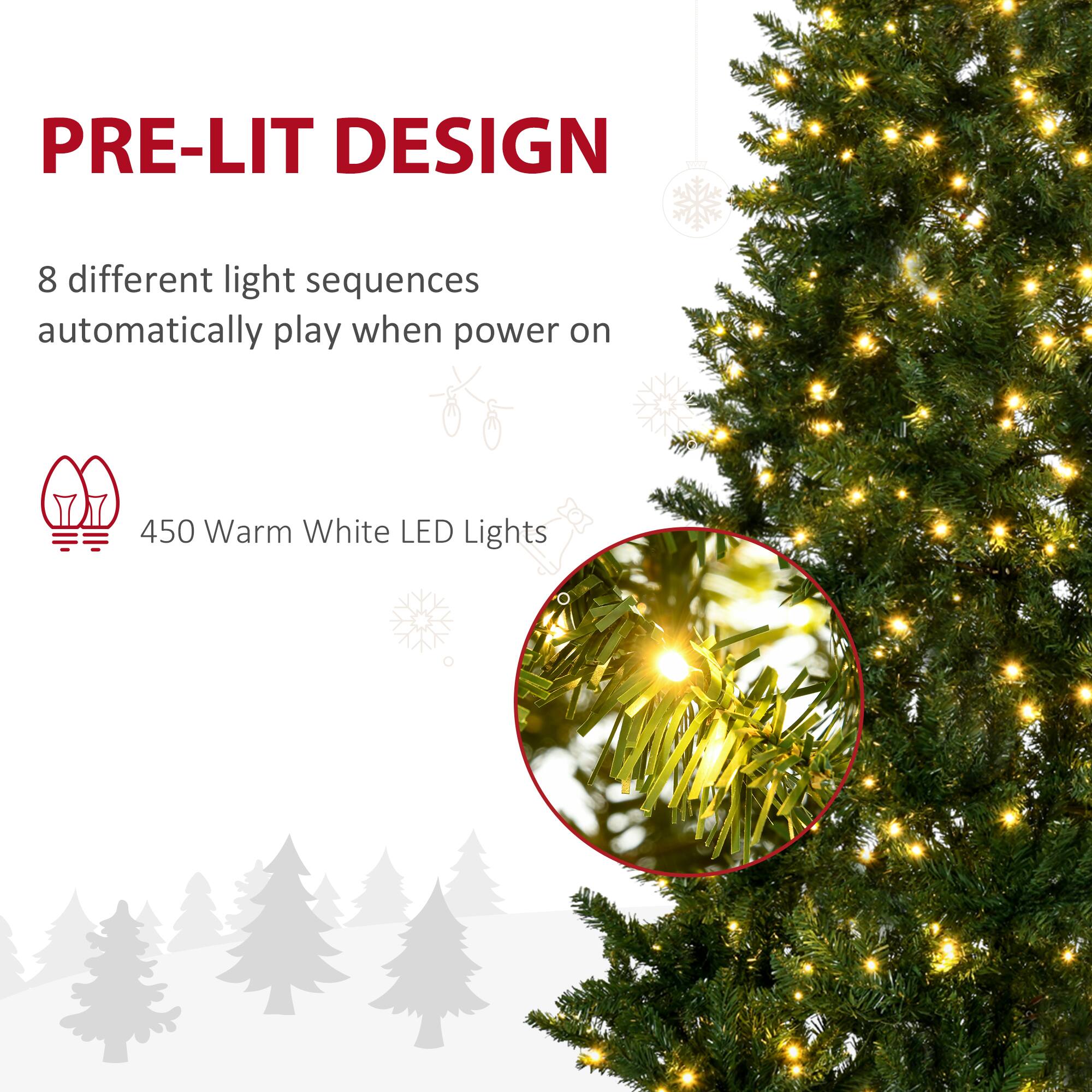 PRE-LIT DESIGN

8 different light sequences automatically play when power on

450 Warm White LED Lights
