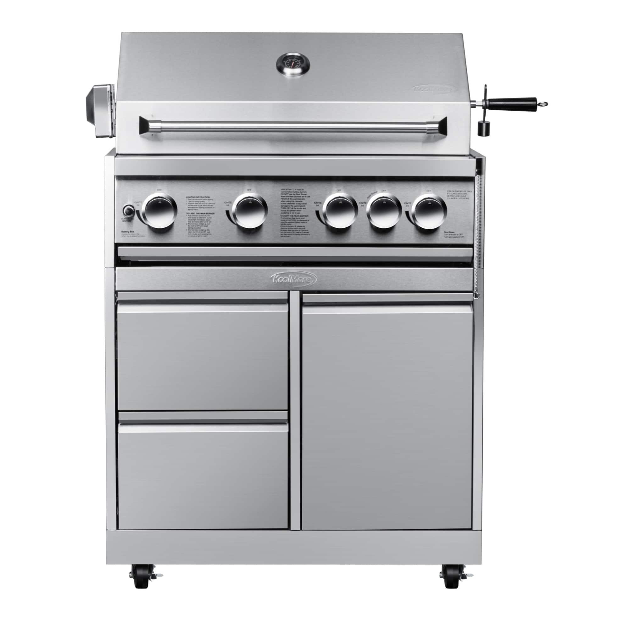 Koolmore - Outdoor Kitchen 30 in. BBQ Liquid Propane Grill with Cabinet in Stainless-Steel (KM-OKS-BQ30-BQ30CAB) - Stainless Steel