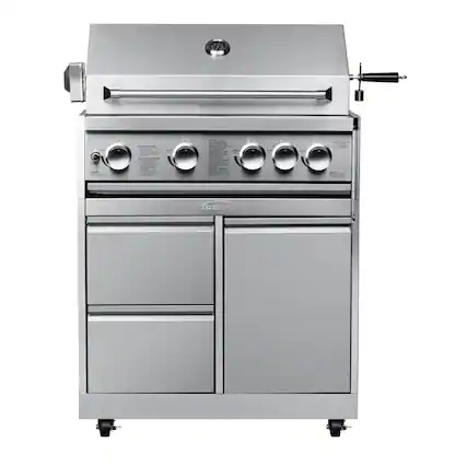 Front. Koolmore - KoolMore Outdoor Kitchen 30 in. BBQ Liquid Propane Grill with Cabinet in Stainless-Steel (KM-OKS-BQ30-BQ30CAB) - Stainless Steel.