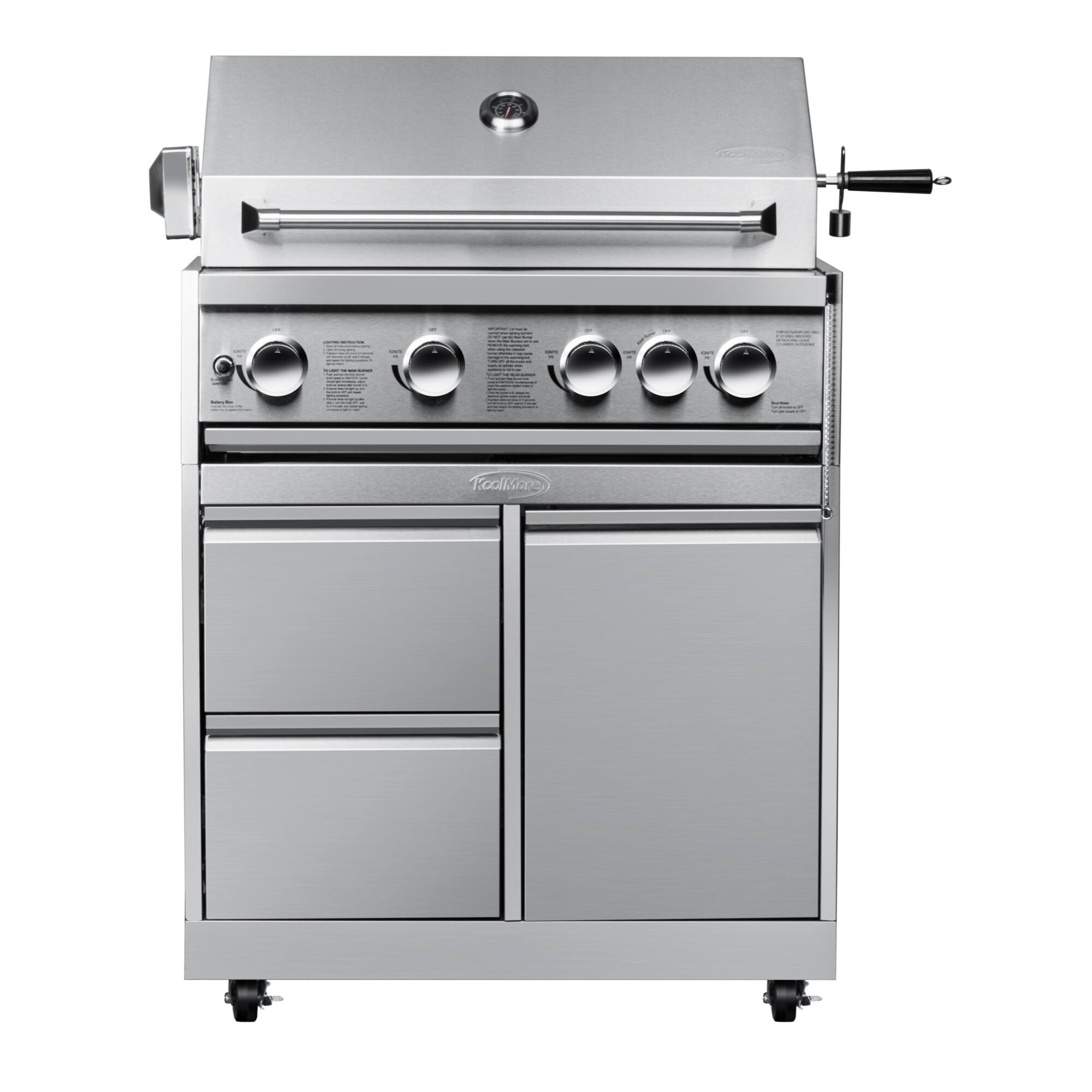 Front. Koolmore - KoolMore Outdoor Kitchen 30 in. BBQ Liquid Propane Grill with Cabinet in Stainless-Steel (KM-OKS-BQ30-BQ30CAB) - Stainless Steel.
