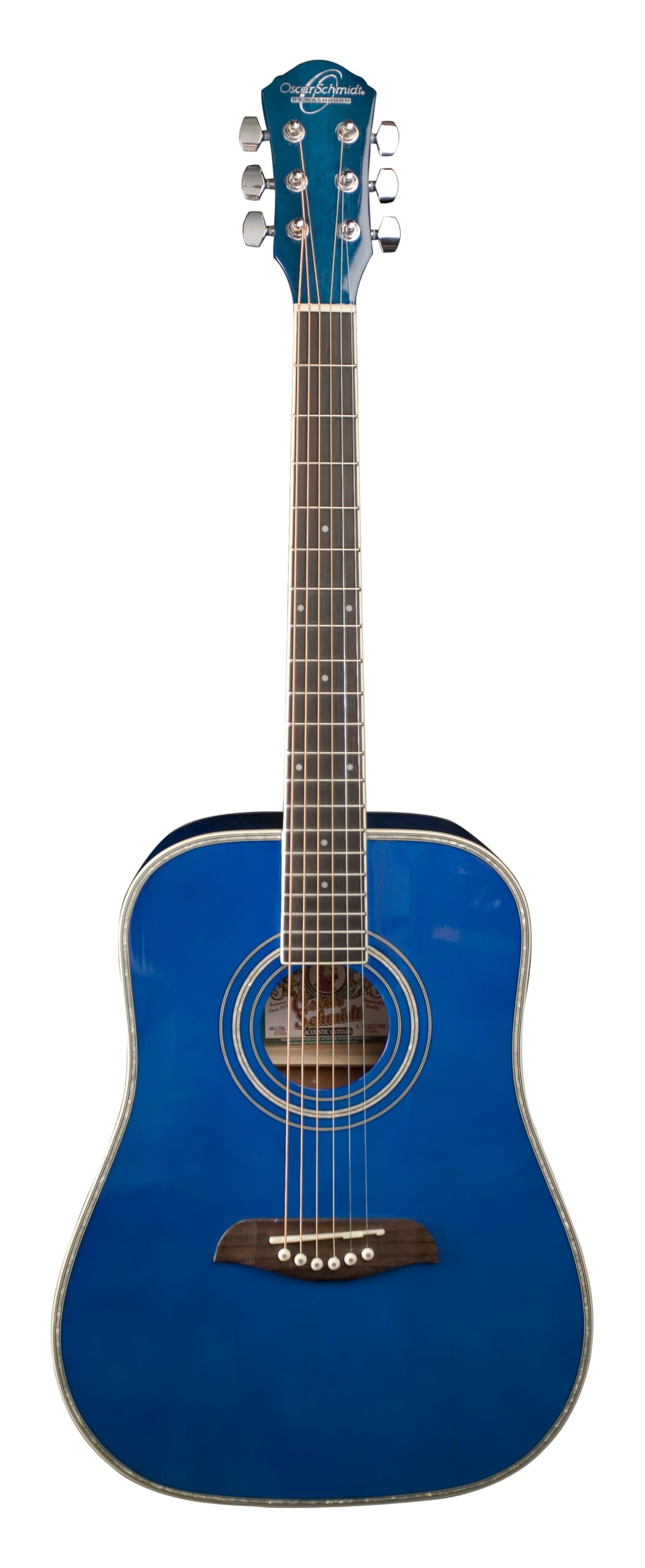 Alt View 4. Oscar Schmidt - Oscar Schmidt OG1TBL-A 3/4 Size Dreadnought Acoustic Guitar. Transparent Blue - Transparent Blue.