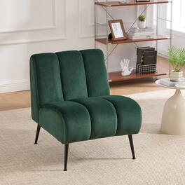 Boyel Living - Compact Armless Accent Chair with Velvet Upholstery and Metal Legs, 24.4 in - Green