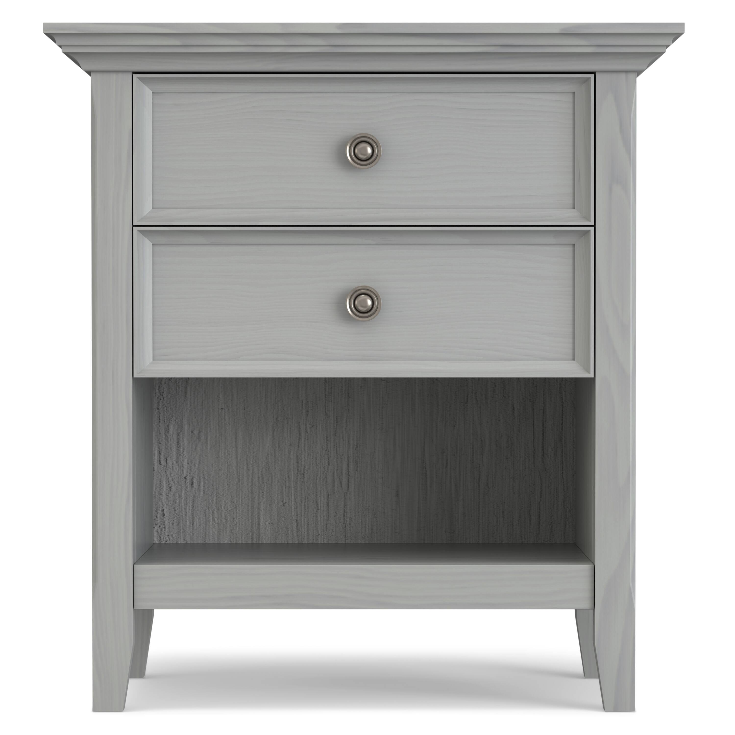 Angle. Simpli Home - Amherst 24 inch Bedside Table (Set of 2) - Fog Grey.