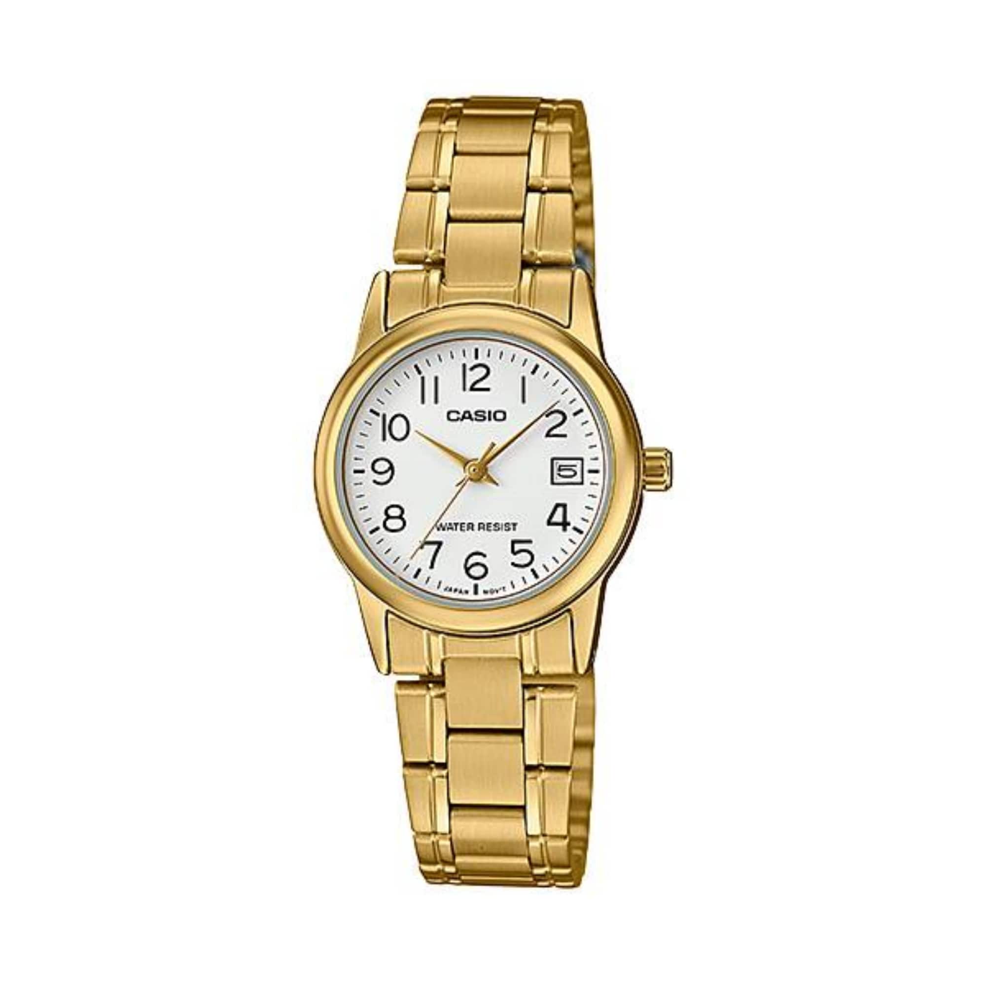 Casio - Women’s Analog Watch White Dial Steel Bracelet - LTP-V002G-7B2UDF - Gold
