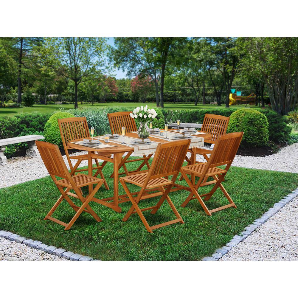 Back. East West Furniture - Wooden Patio Set Natural Oil - Brown.
