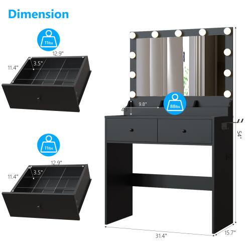 Dimension  
11 lbs  
12.9"  
11.4"  
3.5"  
43  
9.8"  
88 lbs  
54"  
11 lbs  
12.9"  
11.4"  
3.5"  
31.4"  
15.7"