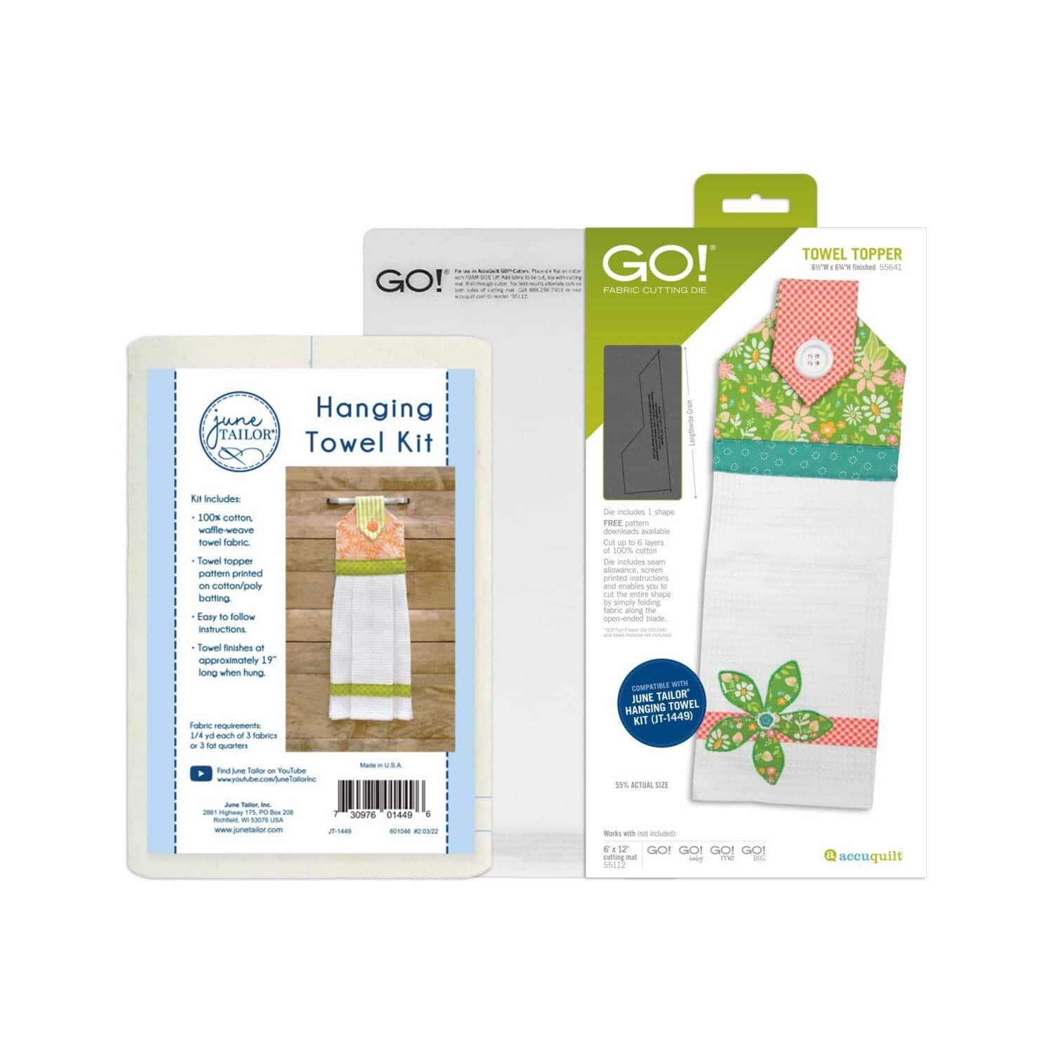 AccuQuilt - GO! Towel Topper Project Bundle – Hanging Towel Kit with Die & Cutting Mat - Multicolor