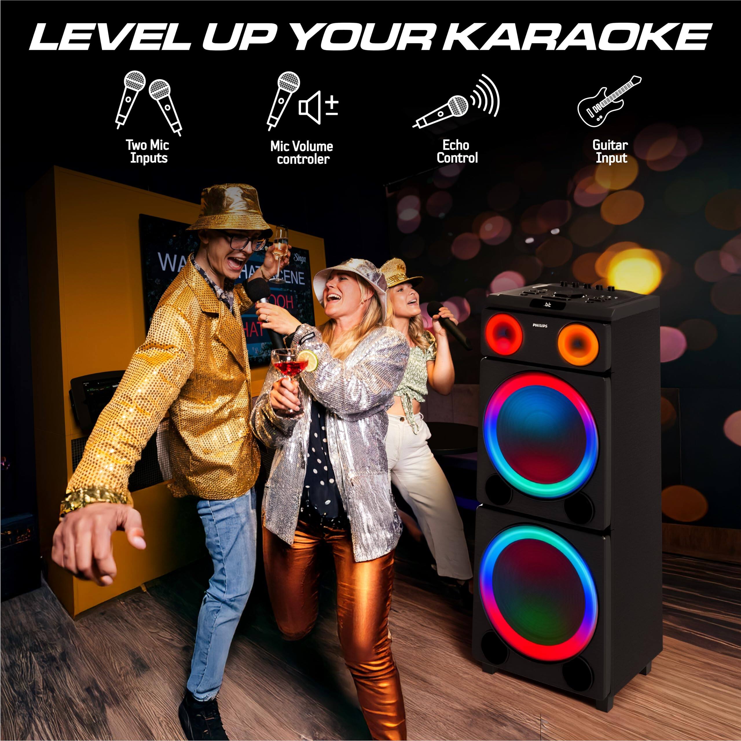 LEVEL UP YOUR KARAOKE

- Two Mic Inputs
- Mic Volume controller
- Echo Control
- Guitar Input