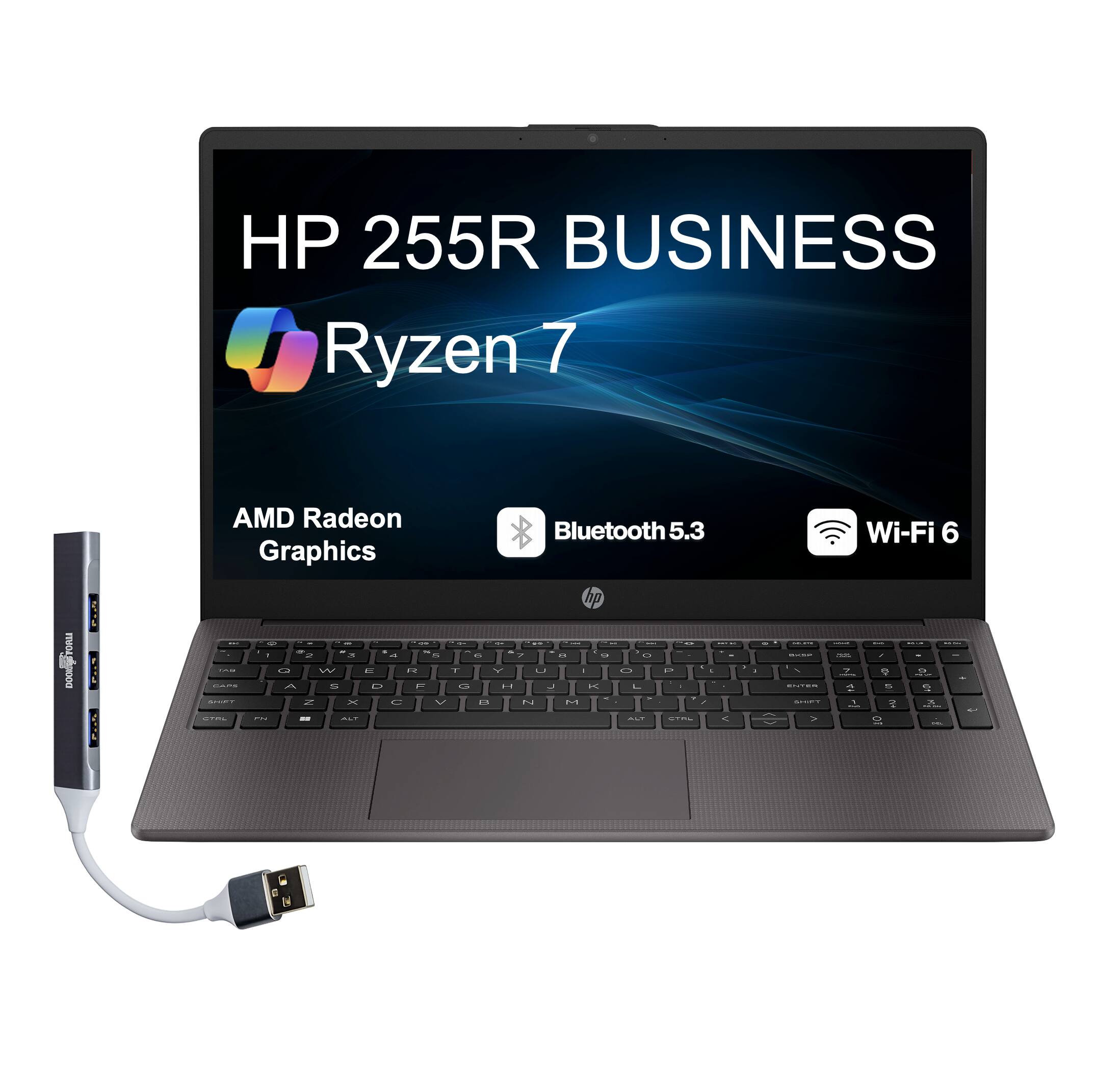 HP - 255R Laptop 15.6 FHD Display (Ryzen 7 7735U, 64GB, 4TB SSD, AMD Radeon, WiFi 6, Webcam, Win 11 Pro) w/USB Hub - Black price history on PriceWatchPro