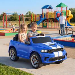 Wisairt - Officially Licensed Dodge 12V Kids Ride on Car with Parent Remote & Bluetooth - Blue