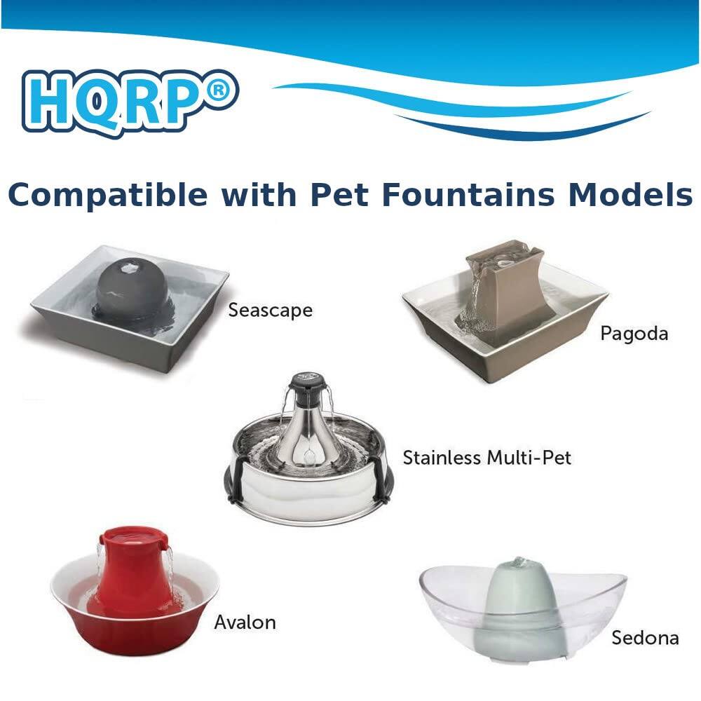 HQRP® Compatible with Pet Fountains Models  
- Seascape  
- Pagoda  
- Stainless Multi-Pet  
- Avalon  
- Sedona