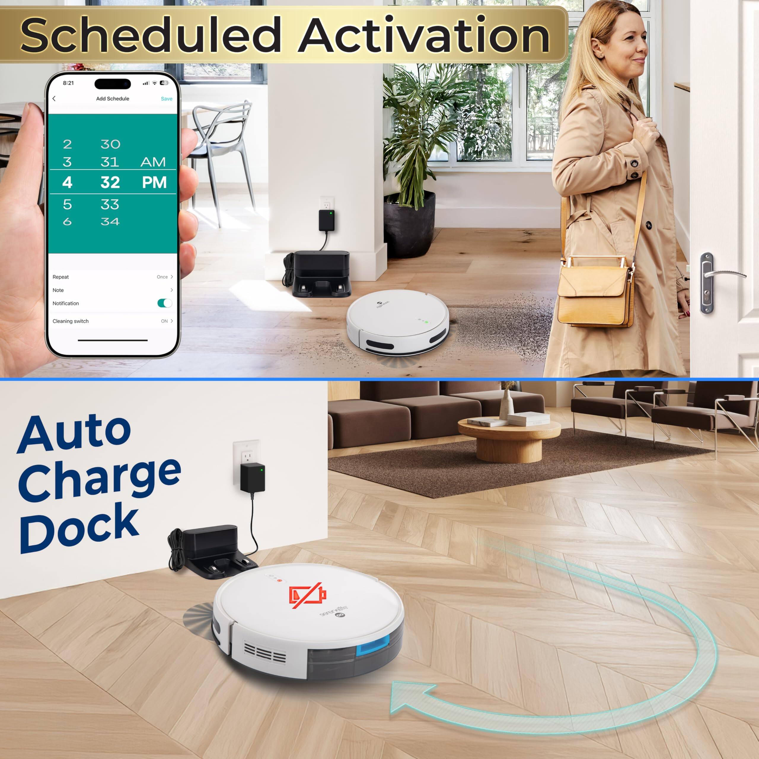 Scheduled Activation

Add Schedule

2 30 AM  
3 31  
4 32 PM  
5 33  
6 34

Repeat  
Once

Notification  
Cleansing switch

Auto Charge Dock