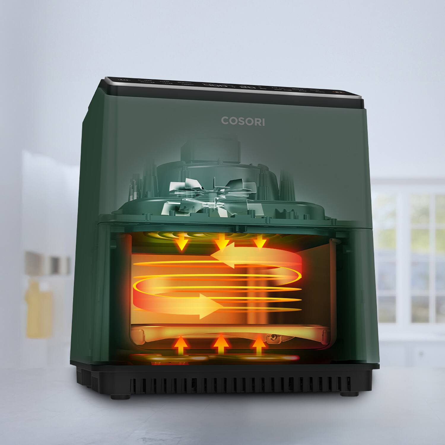 Alt View 5. Cosori - DualBlaze 6.8QT Smart Air Fryer with Ceramic Coating - Green.