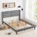 Alt View 2. Costway - Queen Bed Frame with Wingback Headboard Linen Upholstered Platform Bed - Grey.