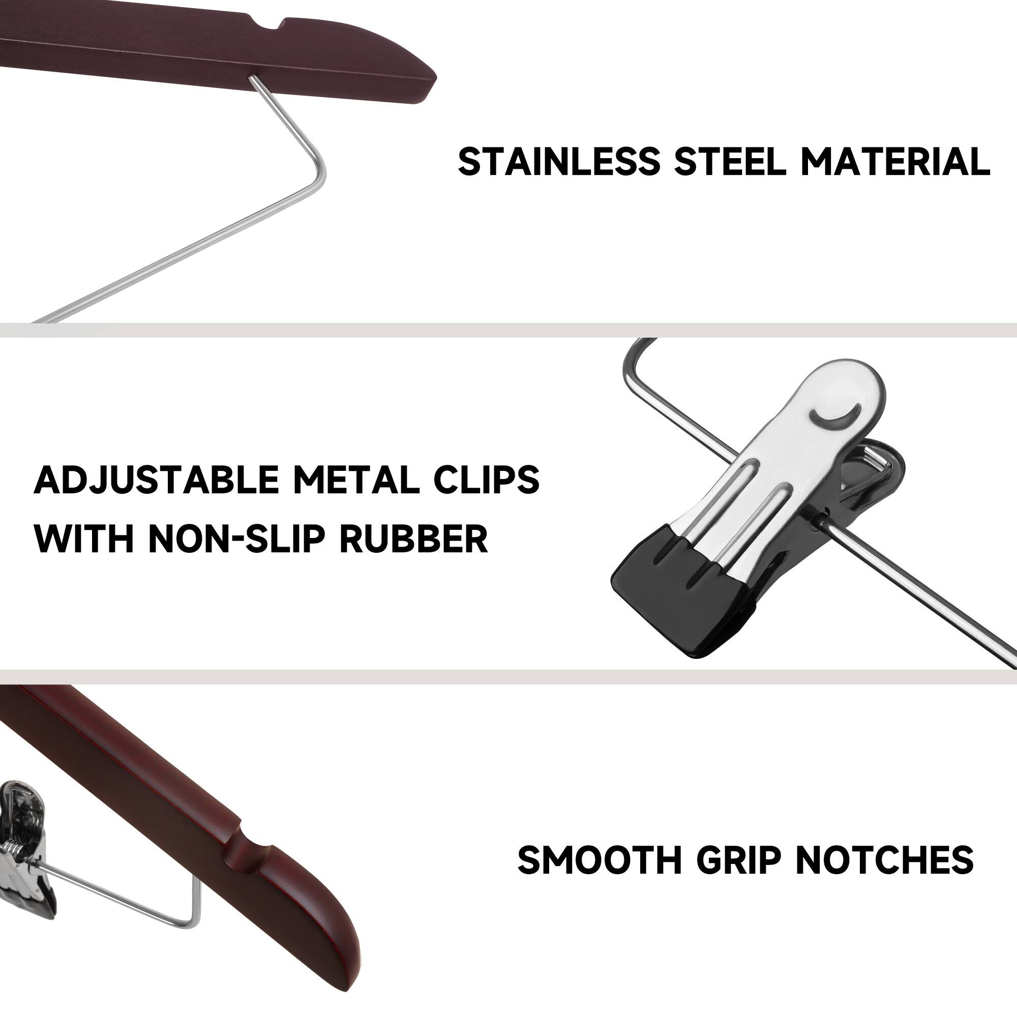 STAINLESS STEEL MATERIAL

ADJUSTABLE METAL CLIPS WITH NON-SLIP RUBBER

SMOOTH GRIP NOTCHES