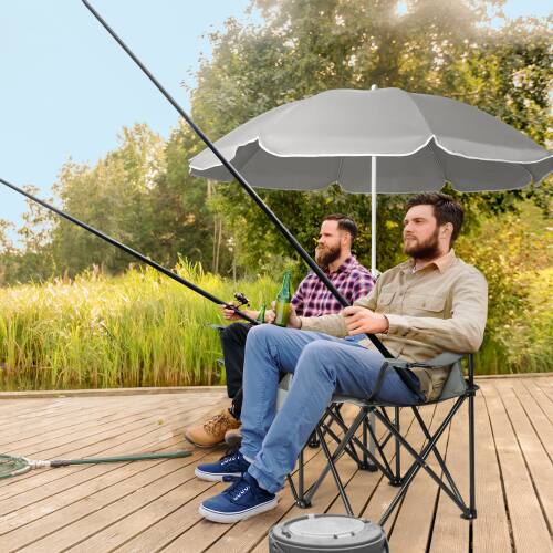 Alt View 7. Winado - Folding Beach Chairs with Umbrella, 2-Camping Chairs with Canopy, Cooler Fold-Up Table, Carrying Bag for Adults Outdoor - Grey.