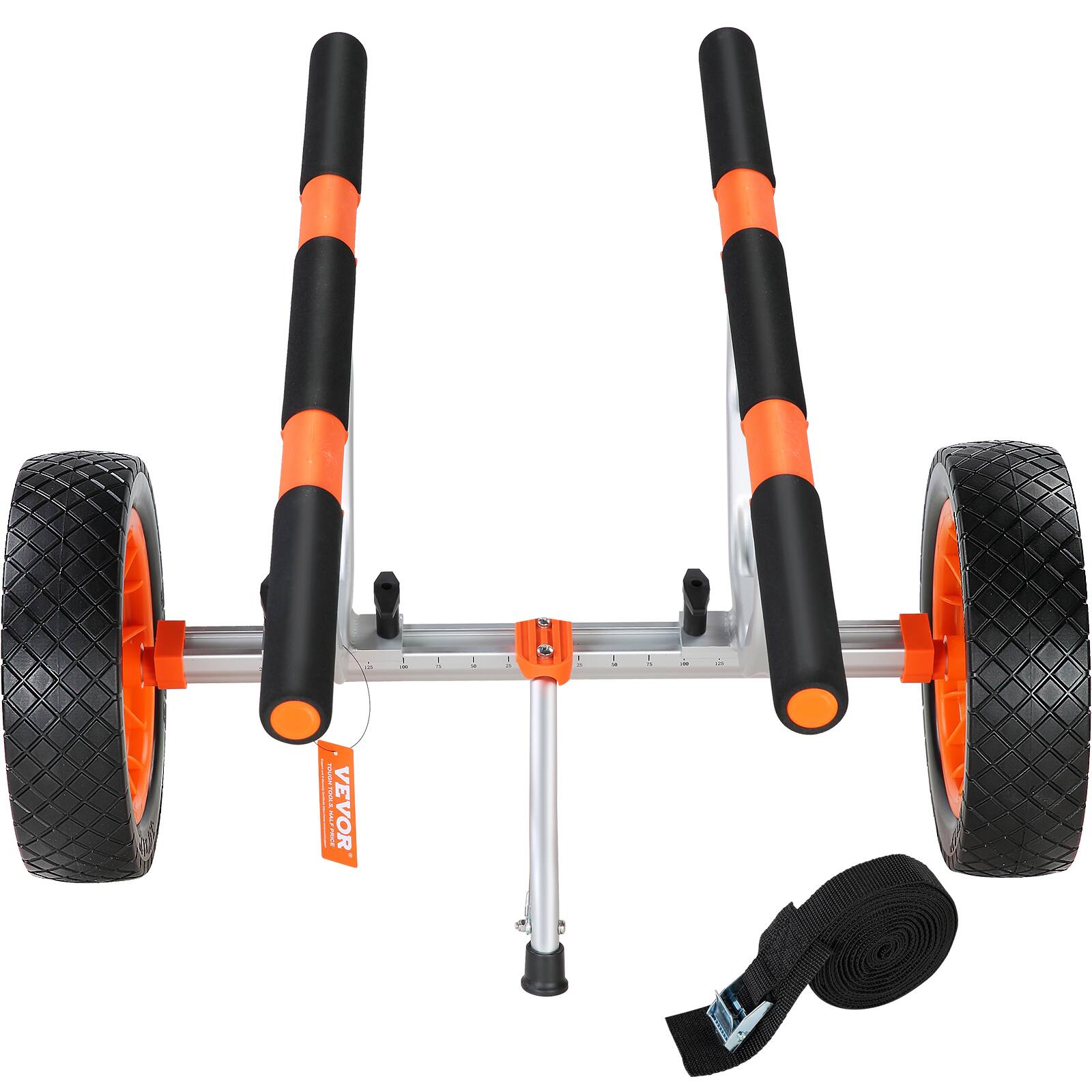 Alt View 5. VEVOR - Heavy Duty Kayak Cart, 450lbs Load Capacity, Detachable Canoe Trolley Cart with 12'' Solid Tires, Adjustable Width - Black,Orange,Silver.