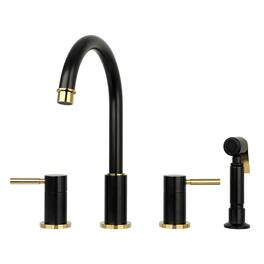 Solid Brass Double-Handle 360° Swivel Widespread Kitchen Faucet with Side Sprayer