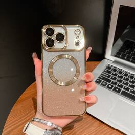 UUCOVER - Magnetic Case for Apple iPhone 18 Pro Max with Camera Lens Cover, Compatible with MagSafe, Electroplated Glitter Shell - Gold