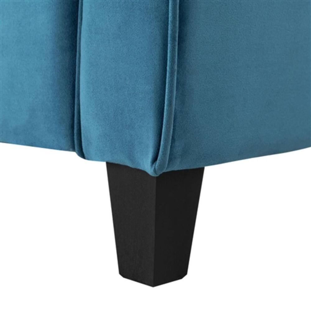Left. Hivvago - Modern 3-Seater Upholstered Sofa in Blue Microfiber with Button Tufted Cushions - Blue.