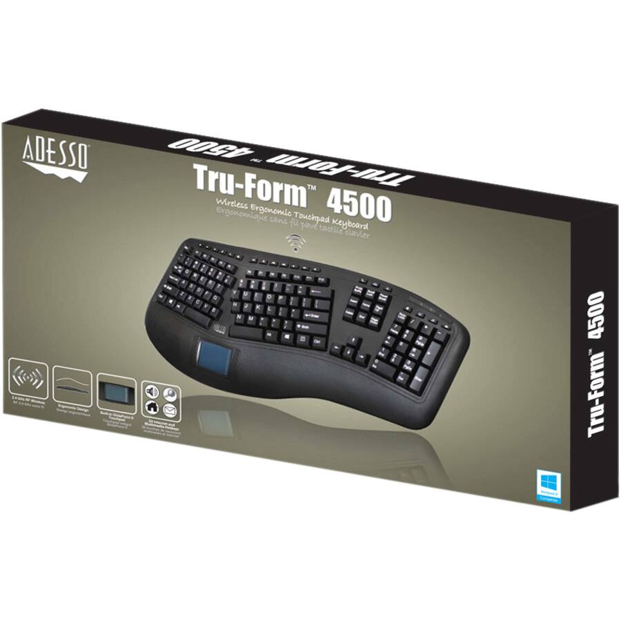 ADESSO 4500 - Tru-Form™ Tru Wireless 4500 Ergonomic Touchpad sans fil Keyboard pav tactile clavier