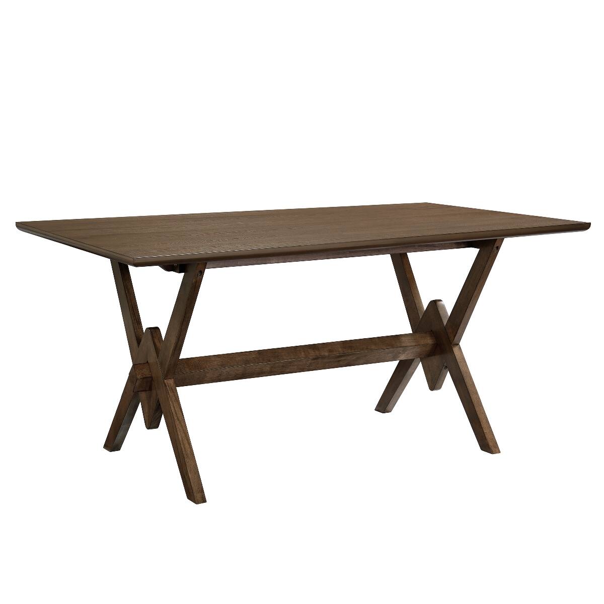 Front. Loheer - Loheer Walnut Dining Table with Double V Base, Seats Six - Walnut.