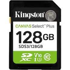 Kingston
CANVAS Select™ Plus
128 GB
SDS3/128GB
SDXC
V10
I U
10