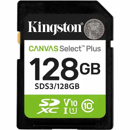 Kingston
CANVAS Select™ Plus
128 GB
SDS3/128GB
SDXC
V10
I U
10