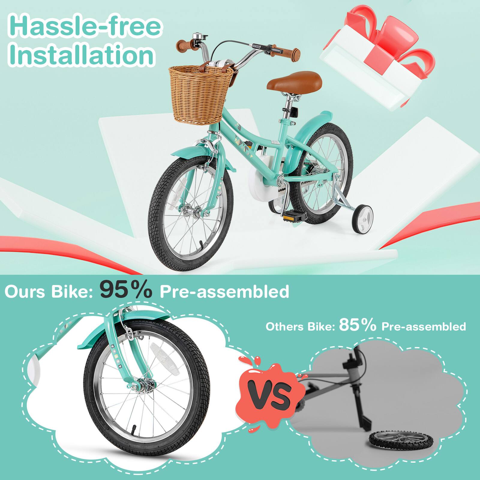 Hassle-free Installation

Ours Bike: 95% Pre-assembled

Others Bike: 85% Pre-assembled

VS