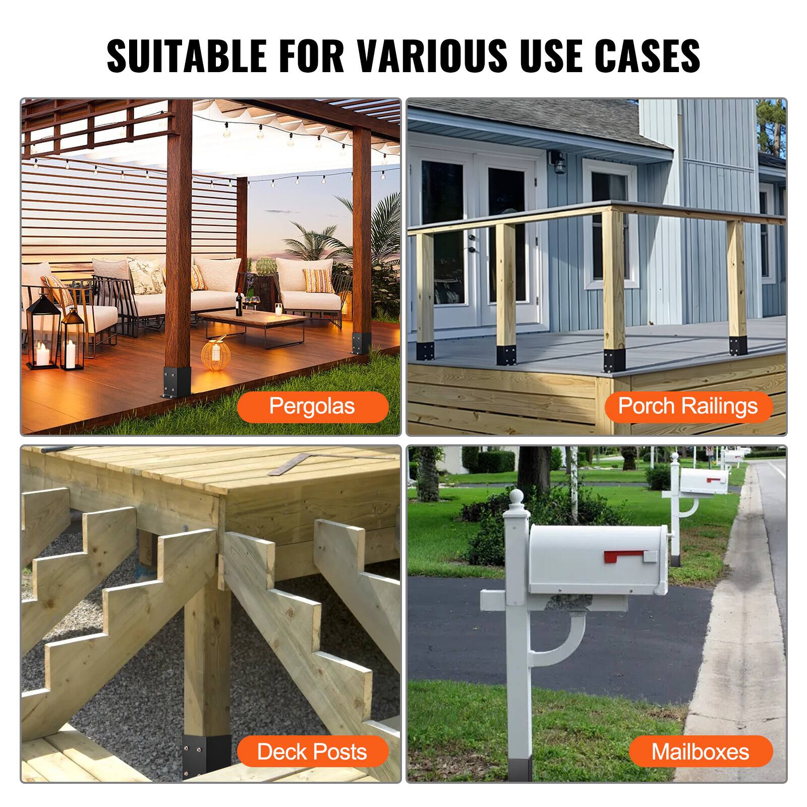 SUITABLE FOR VARIOUS USE CASES

- Pergolas
- Porch Railings
- Deck Posts
- Mailboxes