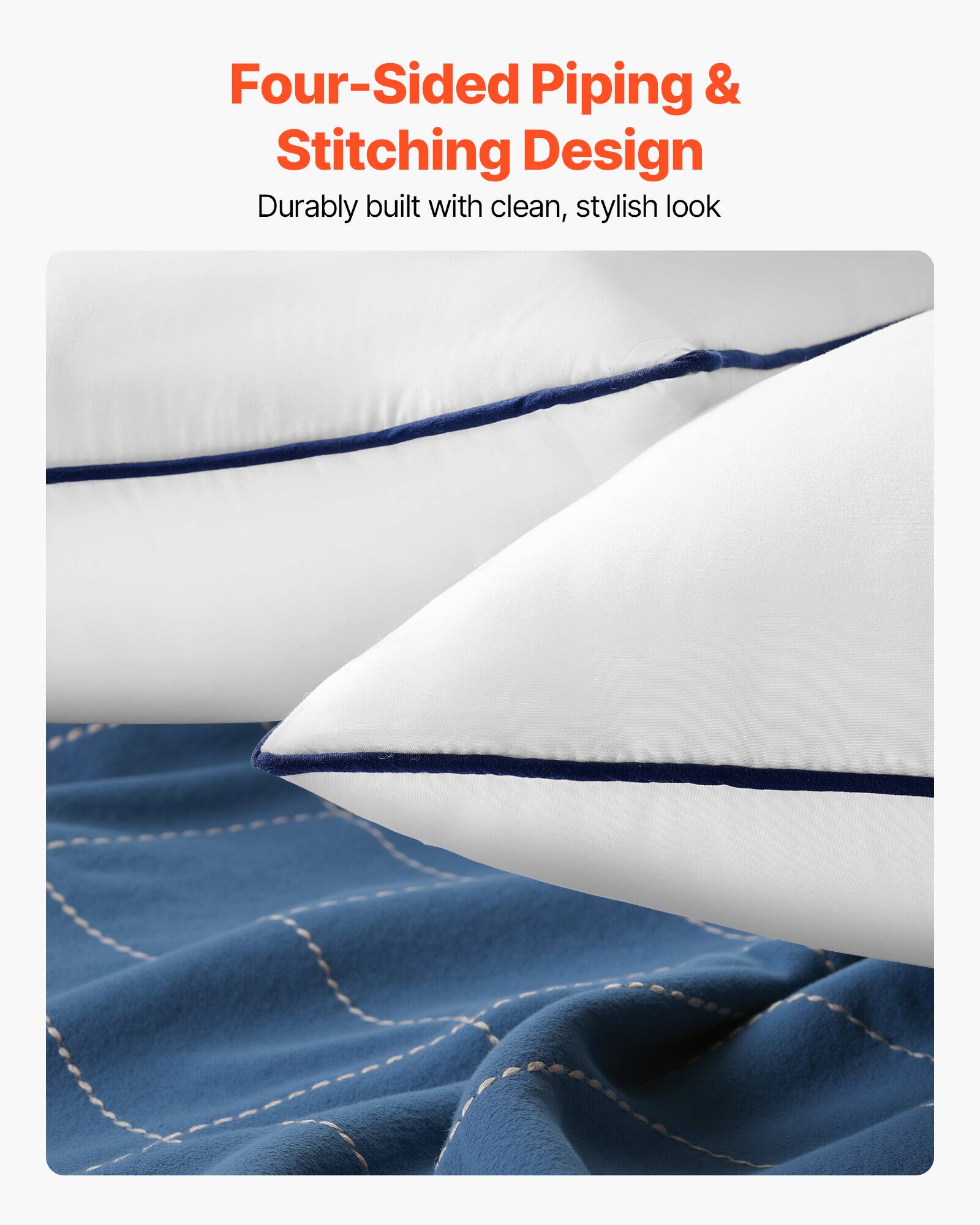 Four-Sided Piping & Stitching Design  
Durable built with clean, stylish look