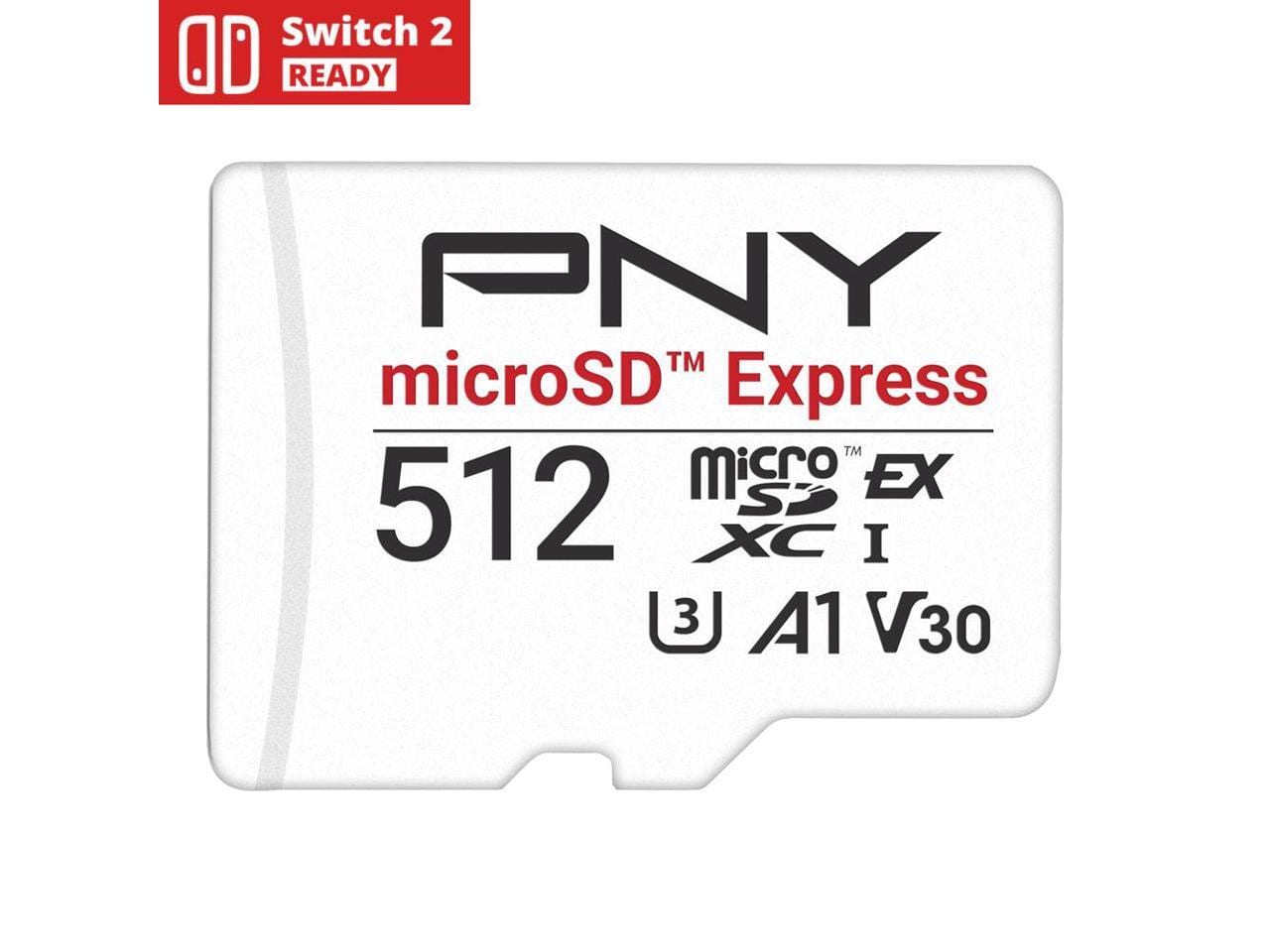 PNY - 512GB MicroSD Express microSDXC Memory Card with Adapter up to 890MB/s P-SDU512P31EXP-GE For NINTENDO SWITCH 2