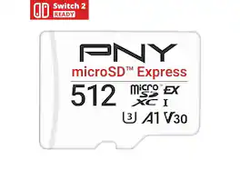 PNY - 512GB MicroSD Express microSDXC Memory Card with Adapter up to 890MB/s P-SDU512P31EXP-GE For NINTENDO SWITCH 2